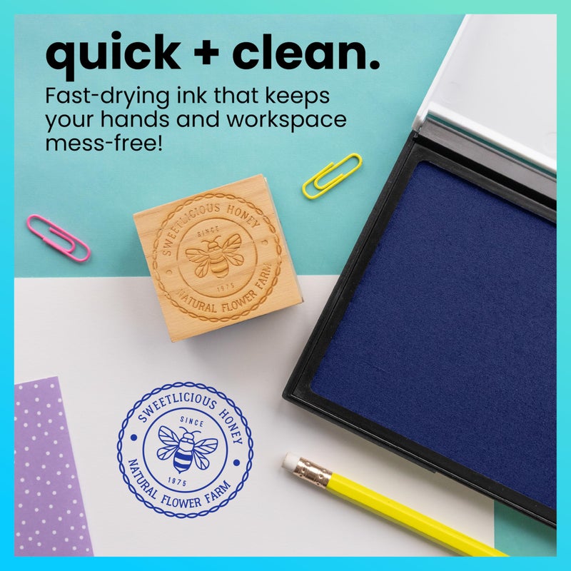 ExcelMark Rubber Stamp Ink Pad Extra Large 3-7/8" x 7" (Blue) - Image 2